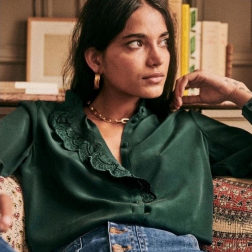 Sezane Green Blouse